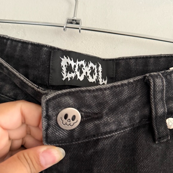 Cool The SPOOKY Black Distressed Jeans White Screen Printed Graphics - Picture 9 of 10